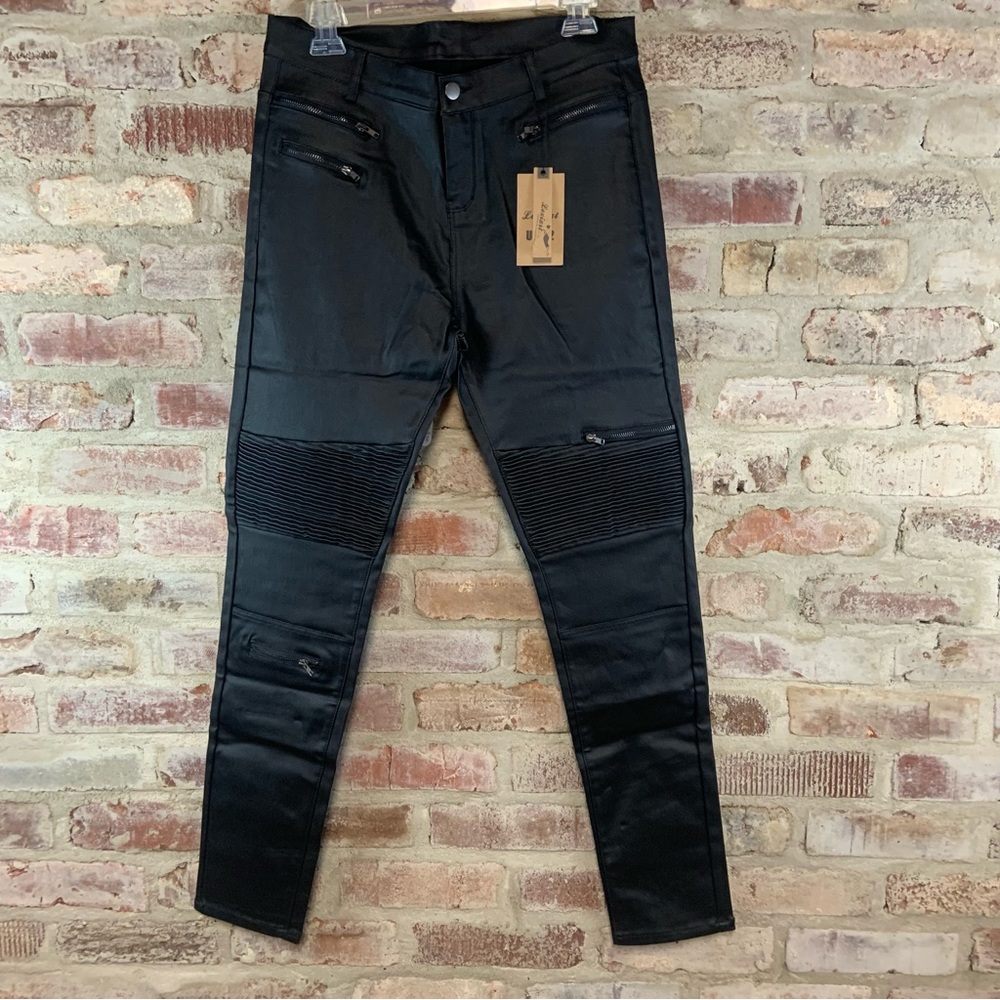 Faux leather motorcycle look pants 12 NWT